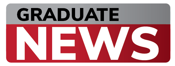 Grey and Red banner with words Graduate News