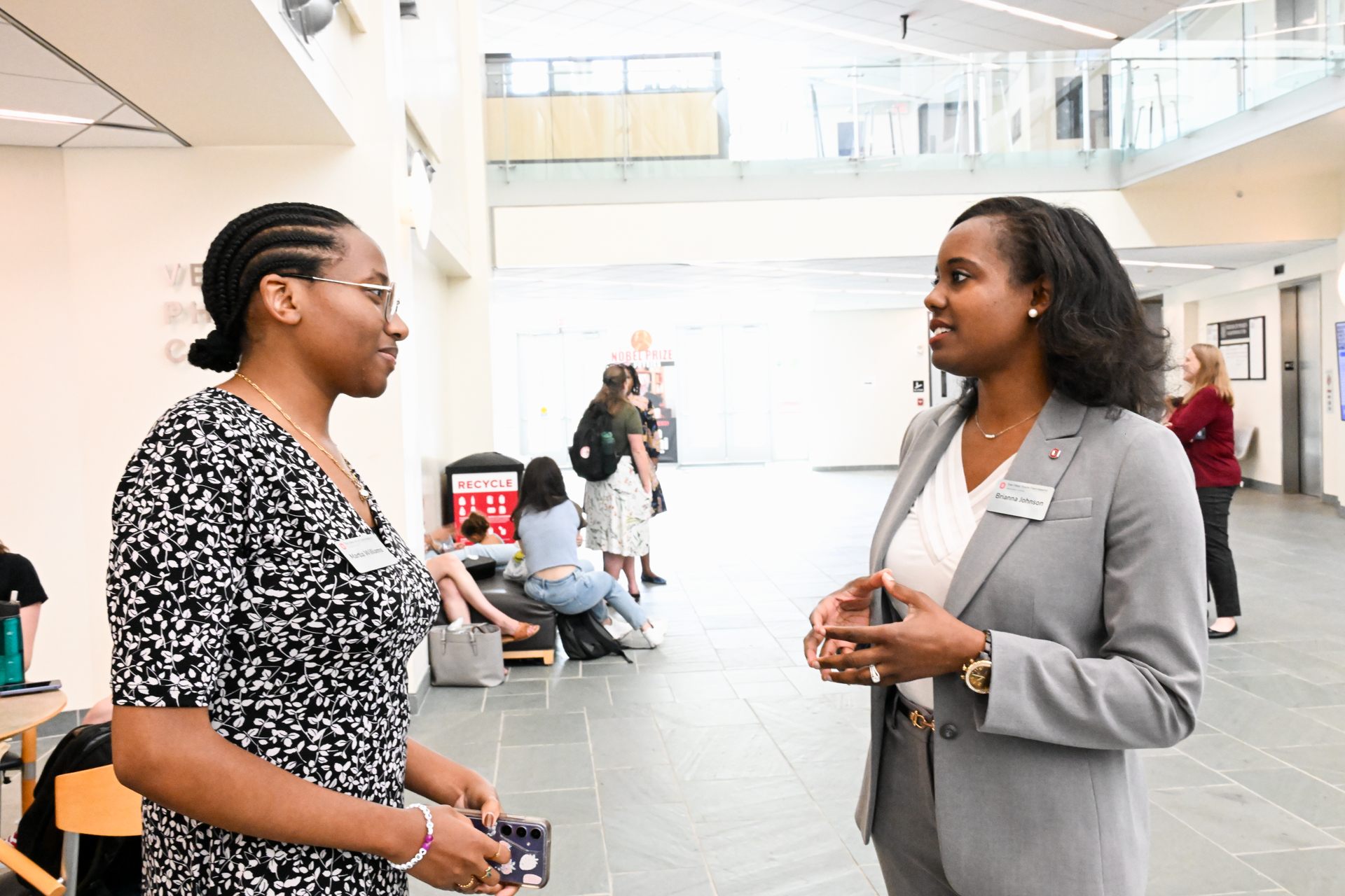 Briana Johnson and Martia Williams speaking to each other the 2025 SROP