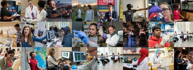 Collage of students participating in various career activities at OSU
