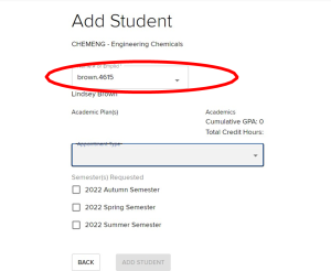 Add Student page; Heading: Add Student; “Name.# or EMPLID” field highlighted.